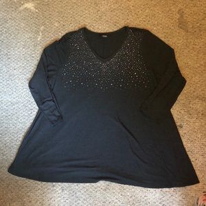 yours clothing embellished 3/4 sleeve sweater top